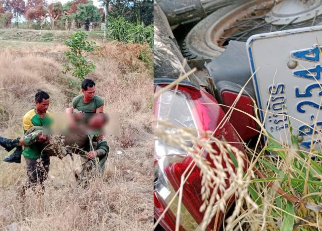 យោធាម្នាក់រងរបួសធ្ងន់ខណ:ជិះម៉ូតូក្នុងល្បឿនលឿនដល់ផ្លូវកោងបួងចង្កូតមិនទាន់ដួលធ្លាក់ផ្លូវជាច្រើនត្រឡប់